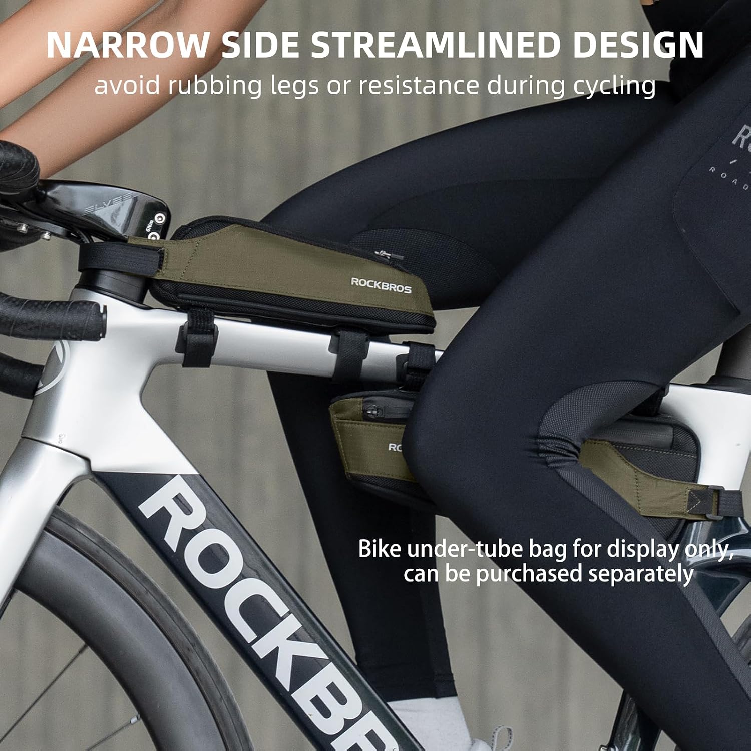 ROCKBROS Bike Frame Bag Top Bike Tube Bag Small Aerodynamic Green