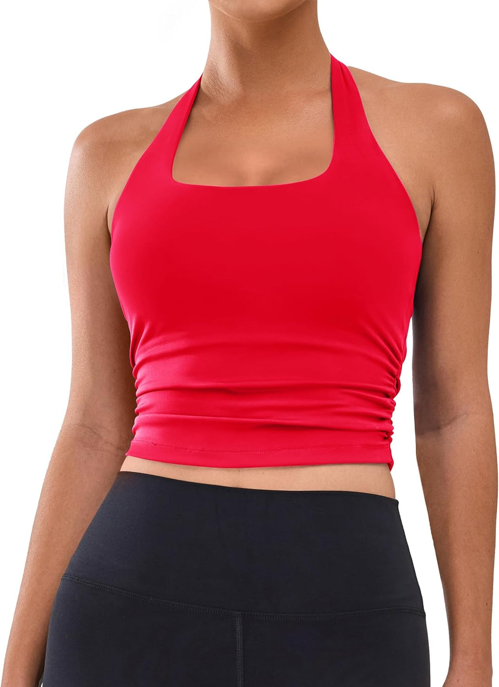 BMJL Womens Halter Top with Built in Bras Buttery Workout Athletic Tank Top