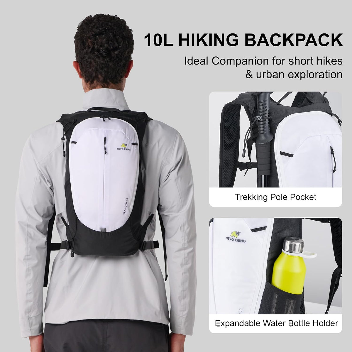 N NEVO RHINO Hiking Backpack, 10L Lightweight Daypack for Men Women