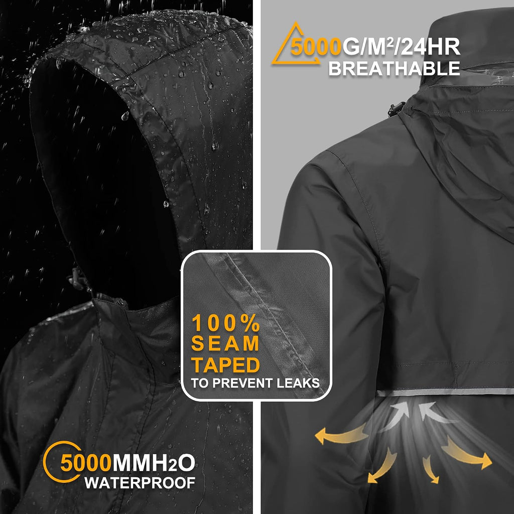 Outdoor Ventures Men's Rain Jacket Waterproof Lightweight Packable Pullover