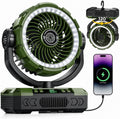 9-Inch Rechargeable Camping Fan 【Auto-Oscillating, Max 60H】20000mAh Portable Battery Powered Operated Fan,Light,Timer,Hook,Outdoor Tent Fans for Patios,Beach,Fishing,Emergency,Camping Gear Essentials