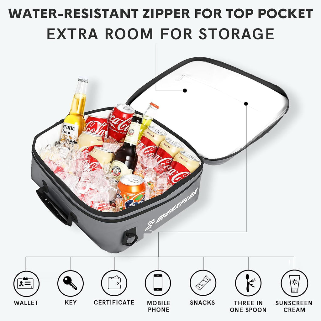 MORXPLOR Waterproof PVC Paddleboard Cooler Deck Bag - 12 Can Soft Insulated Cooler for Paddleboarding, Camping, Kayaking