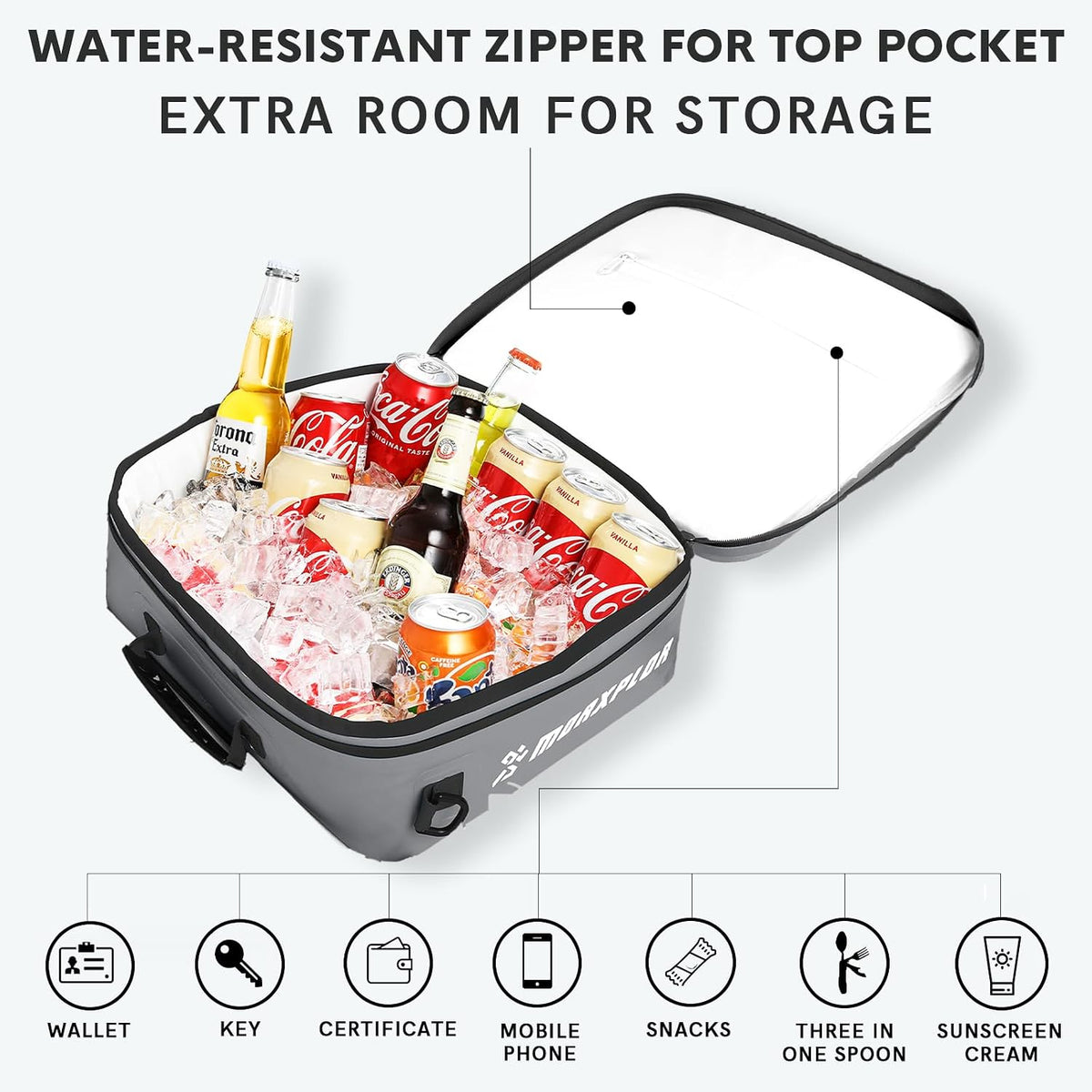 MORXPLOR Waterproof PVC Paddleboard Cooler Deck Bag - 12 Can Soft Insulated Cooler for Paddleboarding, Camping, Kayaking