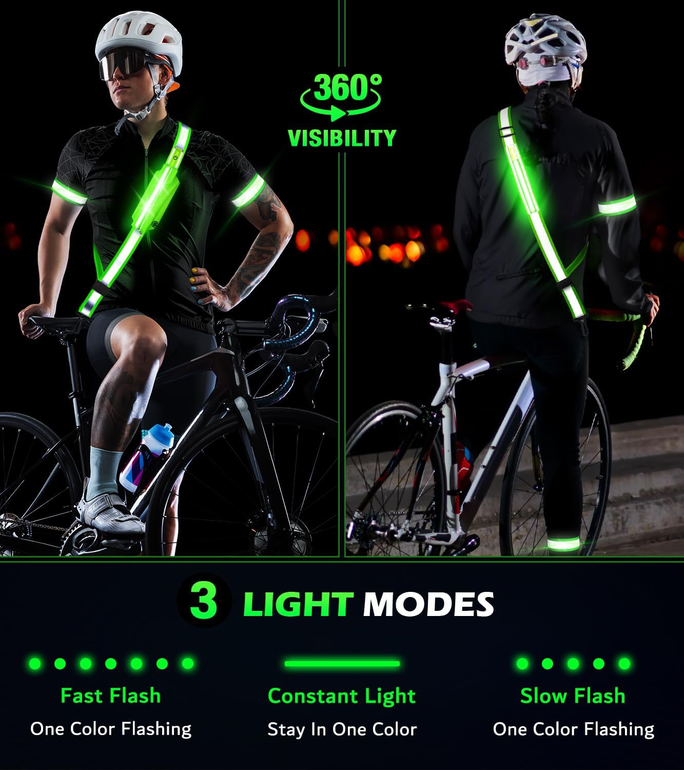 Ylzzrs LED Belt Reflective Sash for Walking at Night,High Visibility Adjustable Night Running Safety Gear,Light Up Running Belt Reflective Gear with Phone Bag/Armband for Runners Walkers Men Women