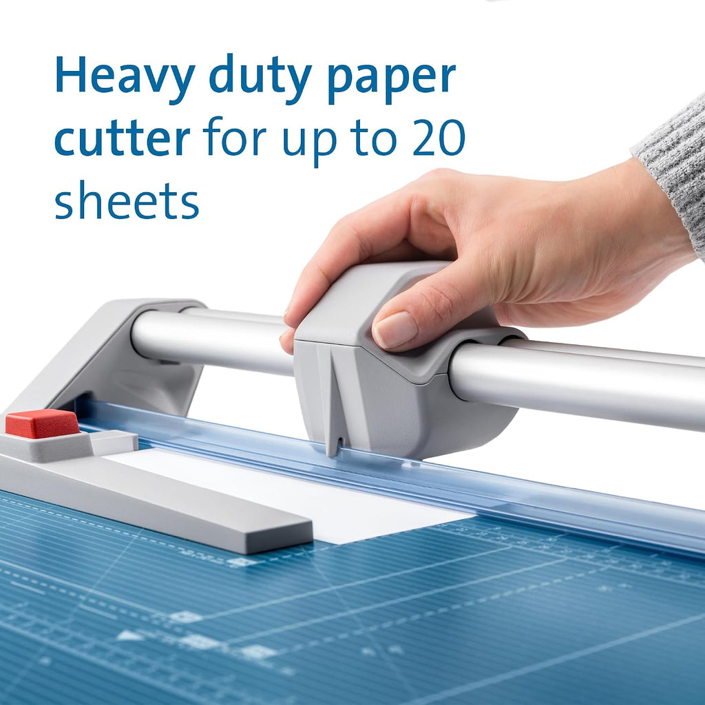 Dahle 552 Professional Rotary Trimmer, 20" Cut Length, 20 Sheet Capacity, Self-Sharpening, Dual Guide Bar, Automatic Clamp, German Engineered Paper Cutter