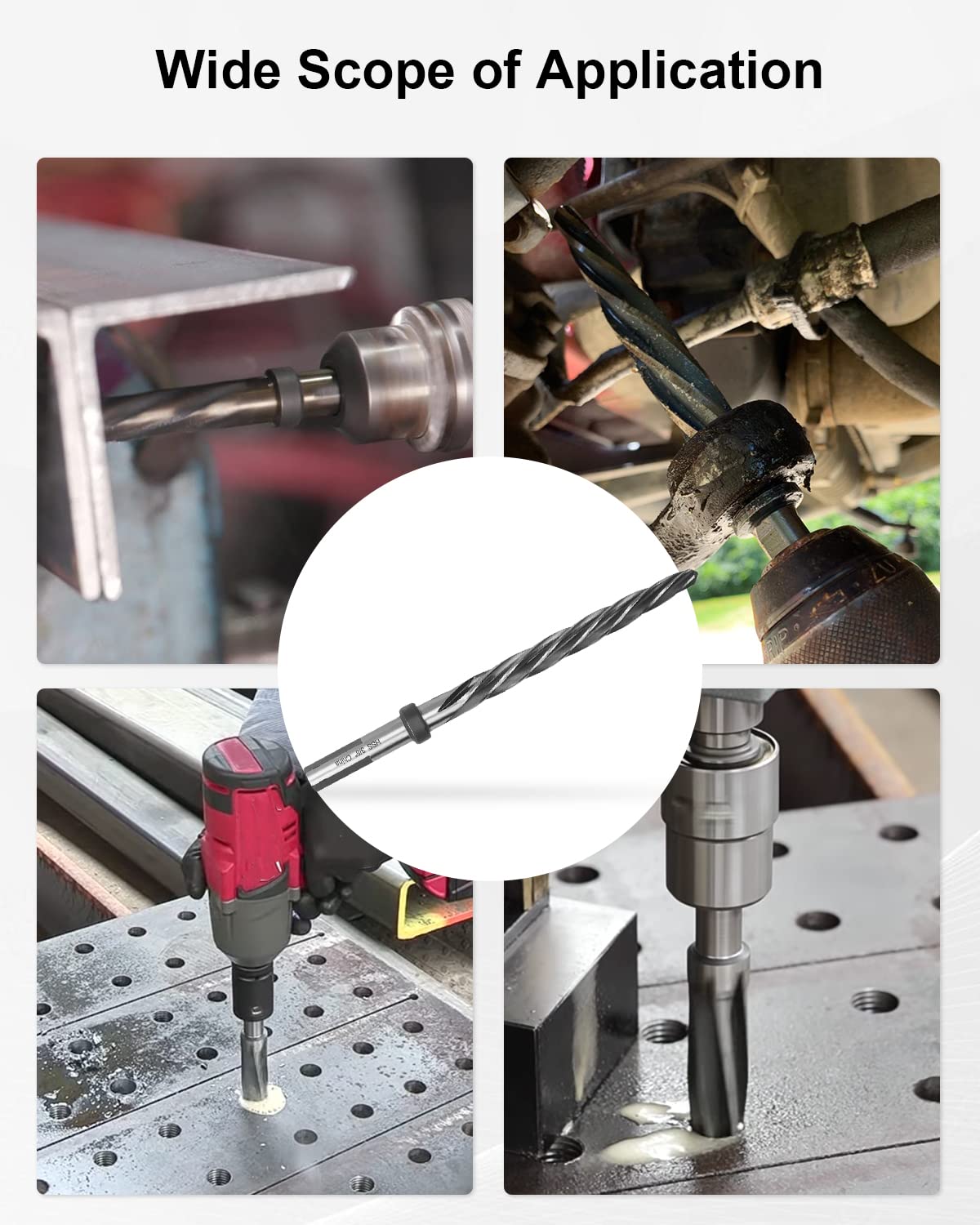 3/8" Drill Bridge/Construction Reamer Bit with 1/2" Shank HSS Taper Chucking Reamer Bit Tool for Steel Metal Wood Alloy Drilling Hole