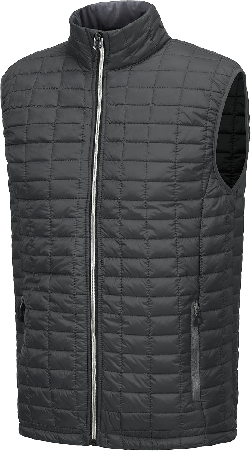Little Donkey Andy Men's Golf Vest, Lightweight Puffer Sleeveless Jacket Gray/Black A2 M