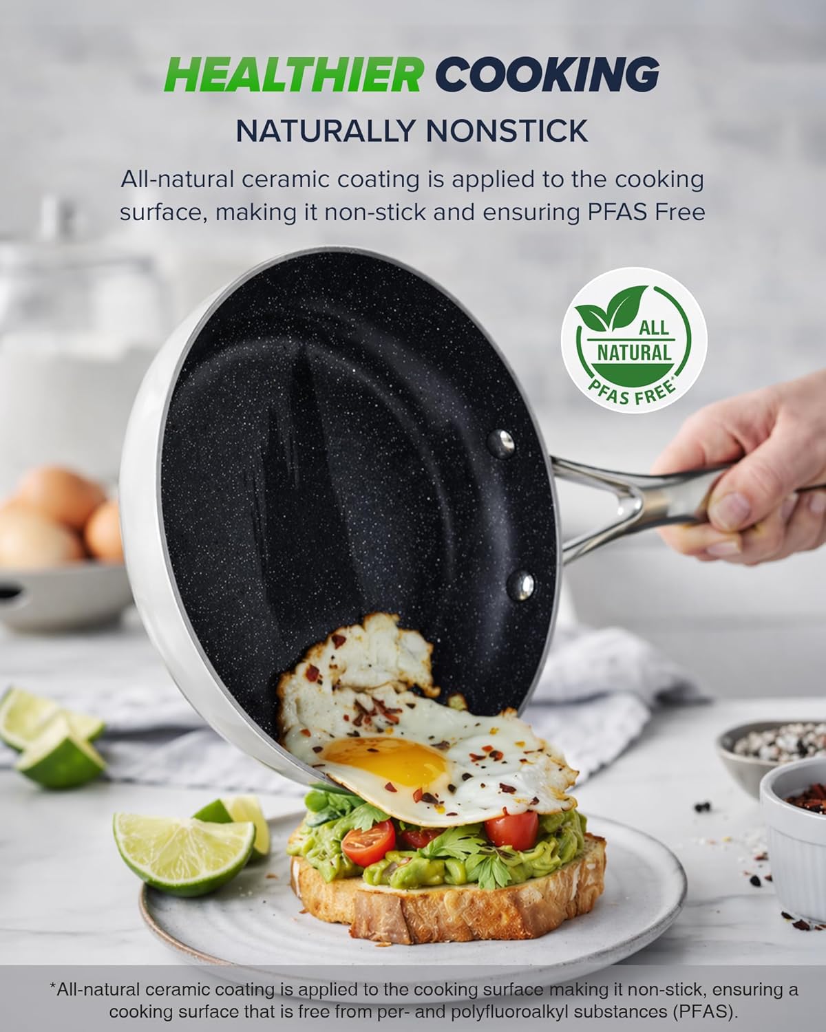 Nuwave Essential Series 5PC Ceramic Cookware Set PFAS-Free, Dishwasher Safe