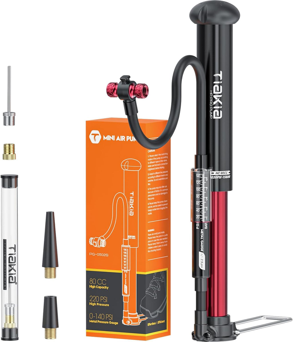 Tiakia Bike Floor Pump with Gauge, Bike Pump for Road Mountain Bikes