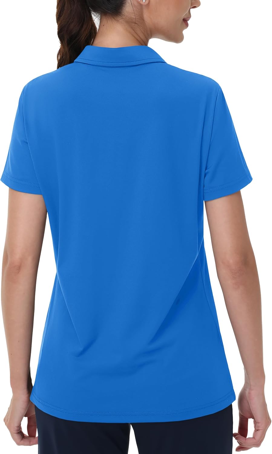 MAGCOMSEN Women's Golf Shirts Short Sleeve Polo Collared Shirt V Neck Quick Dry Sun Protection UPF 50+ Tennis Top