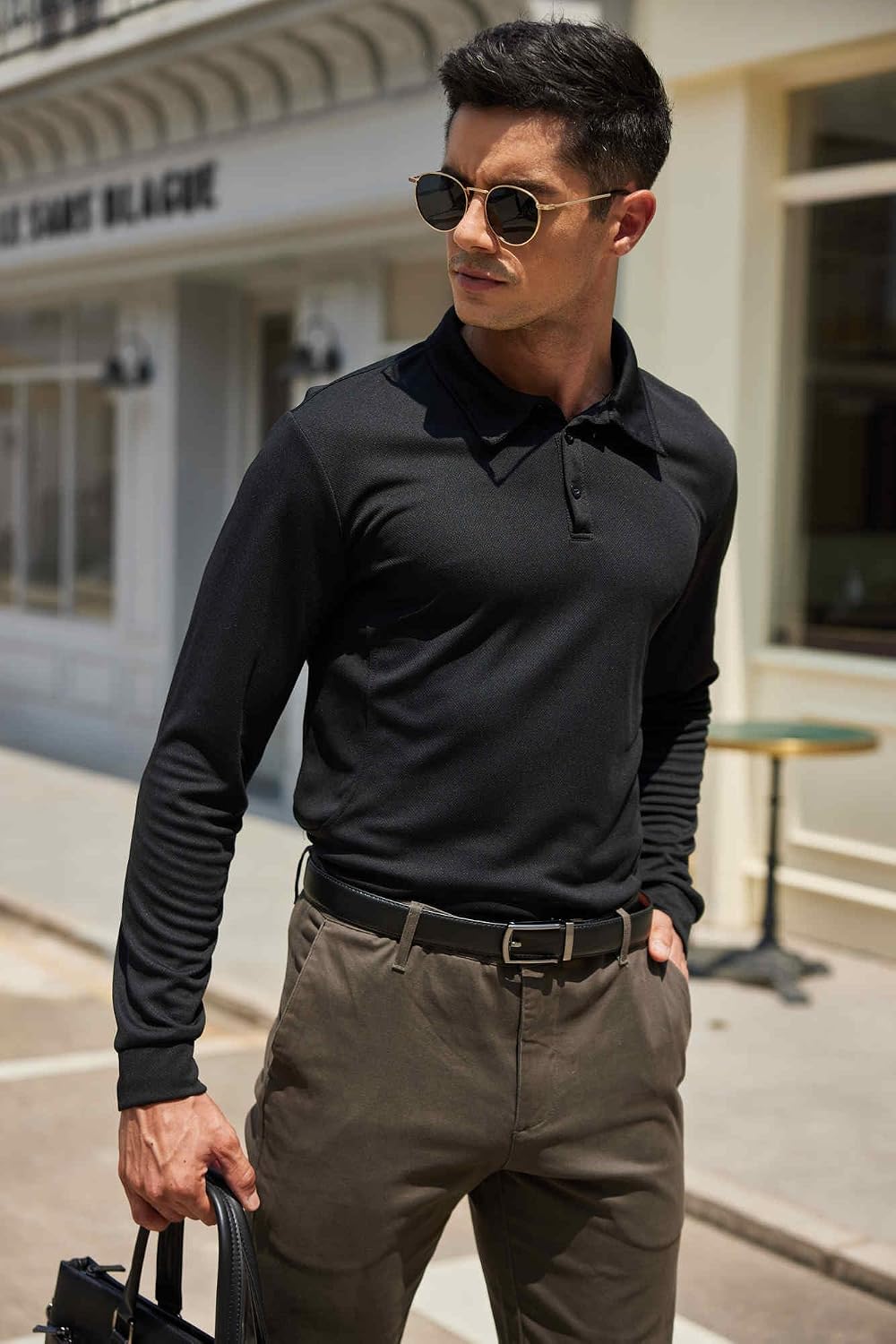 Deyeek Men's Long Sleeve Polo Shirts, Quick Dry Golf Polo for Men