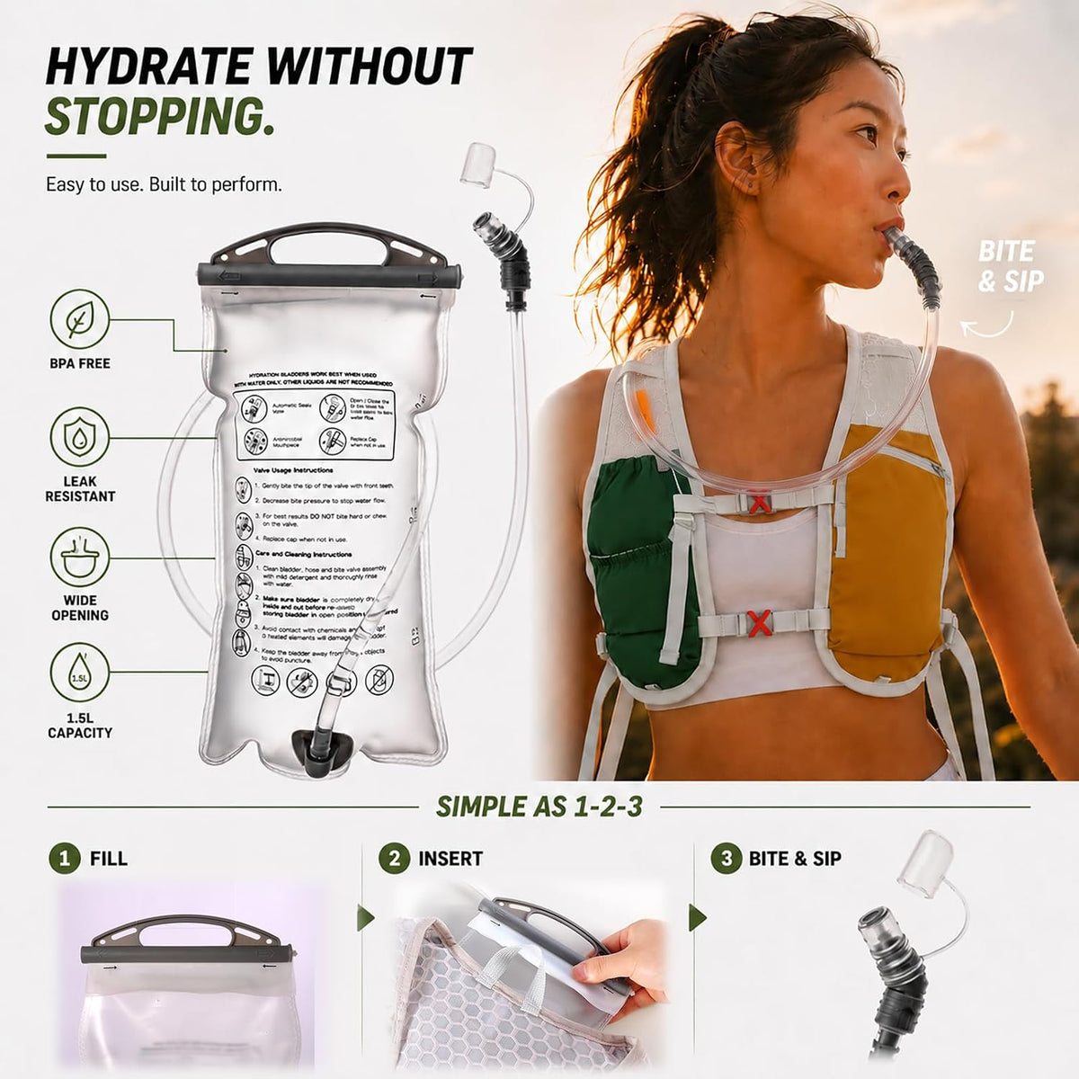 Running Vest with 2L Hydration Bladder Lightweight Pack