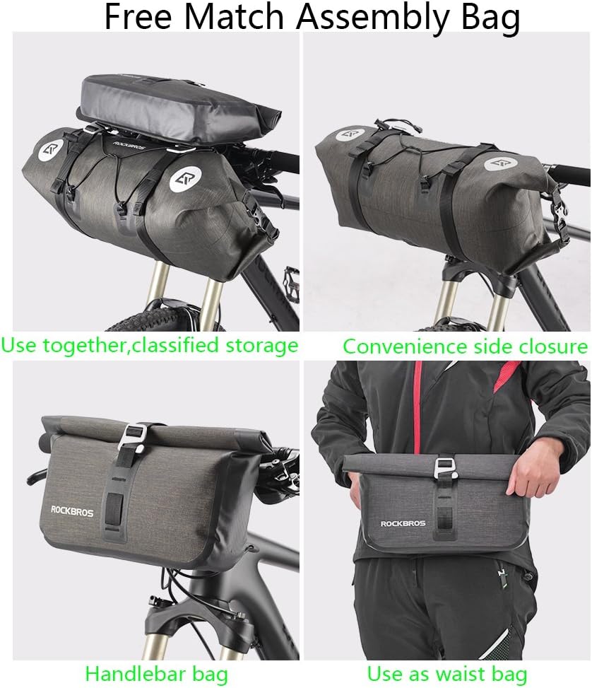 ROCKBROS Waterproof Handlebar Bags 12L-20L Front 2 Dry Packs for MTB Road