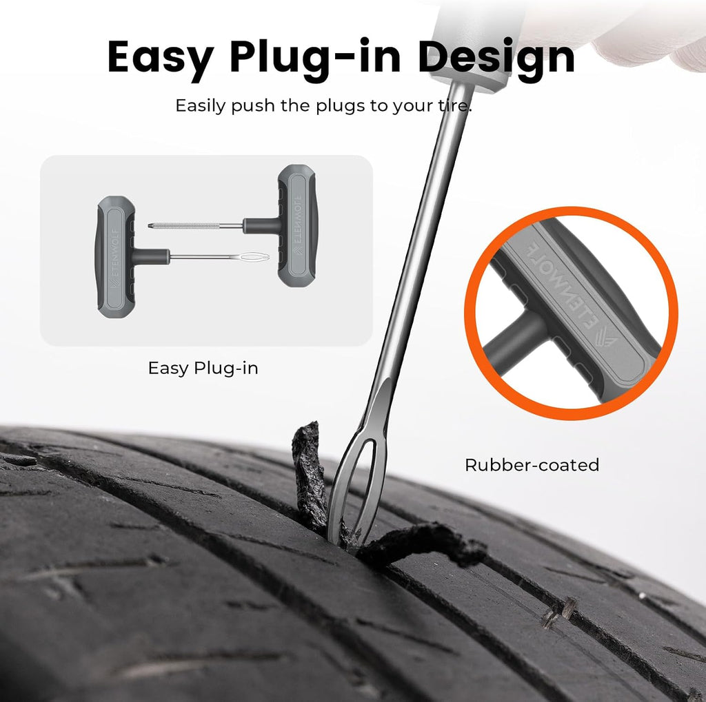 ETENWOLF Tire Repair Kit 42 Pcs, Heavy Duty Tire Plug Kit to Fix Punctures