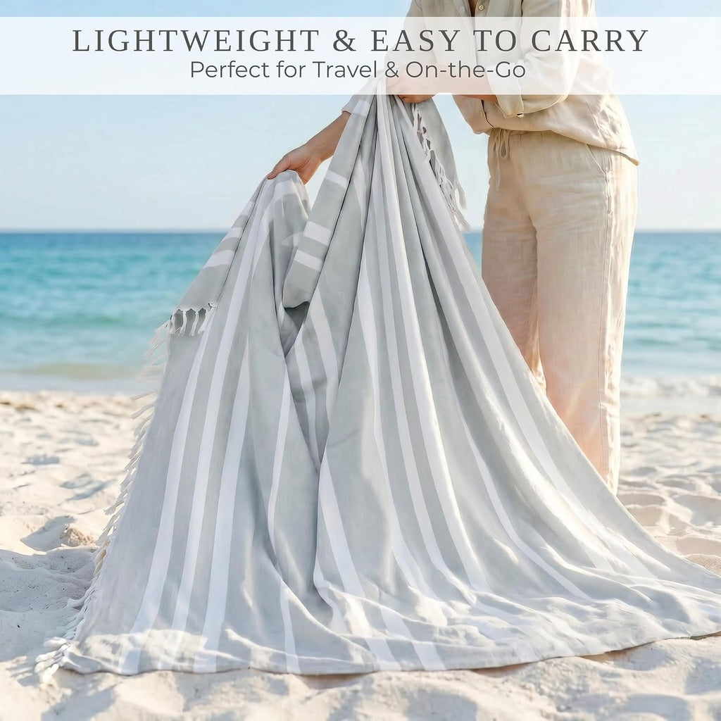 Beautiful Extra Large Beach Blanket with Tassels - Soft Turkish Towel