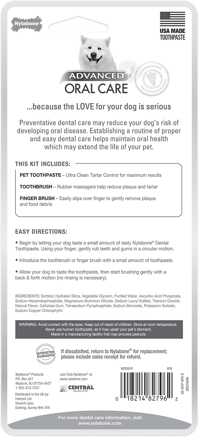 Nylabone Advanced Oral Care Dog Dental Kit Original Flavor 2.5 oz.