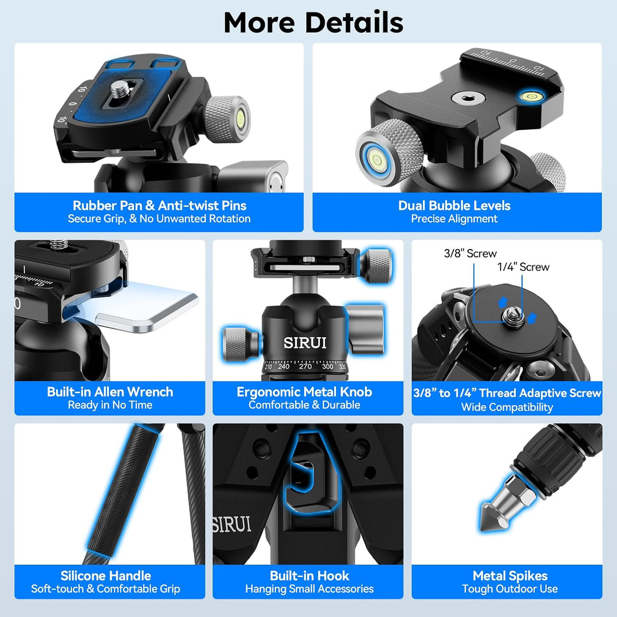 SIRUI 50"/127cm Carbon Fiber Travel Tripod with Quick Release Plate