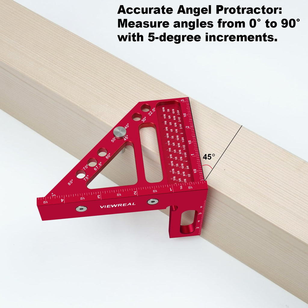 Premium Carpenter Square Hole Scribing Ruler Woodworking Square 22.5-90 Degree Measuring Ruler with Angle Pin,Versatile Multi Angle Square for Woodworking, Engineering, and Construction