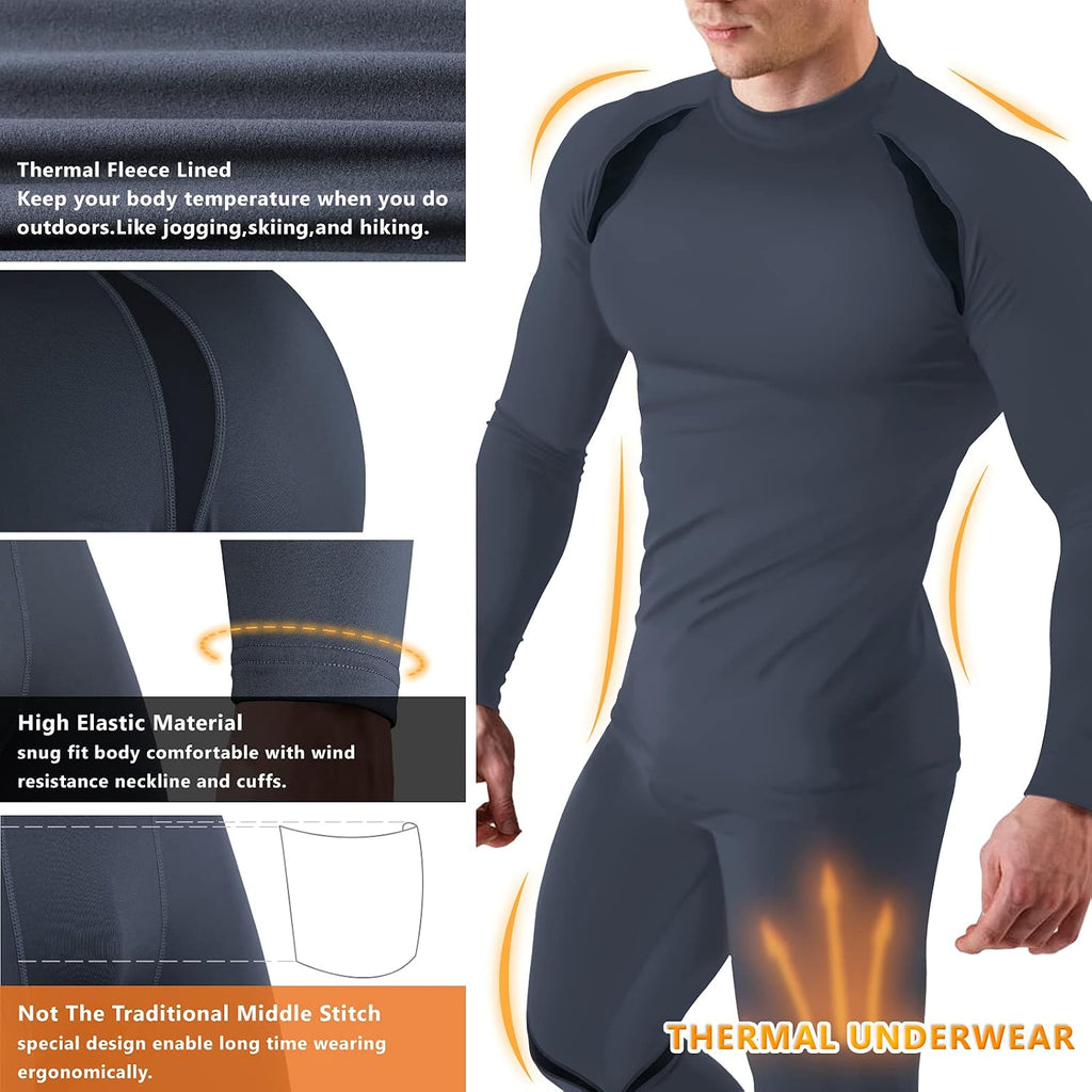 Muezna Men's Thermal Top and Bottom Set Underwear Long Johns Base Layer