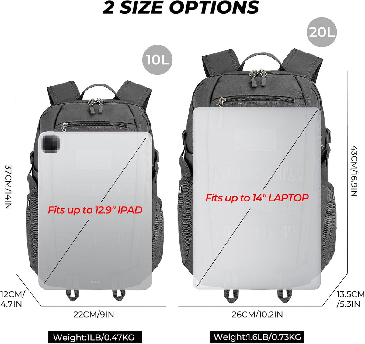 ArcEnCiel 10L/20L Mini X-Small Tactical Backpack MOLLE Daypack Gear Pack Camping Bag with Patch