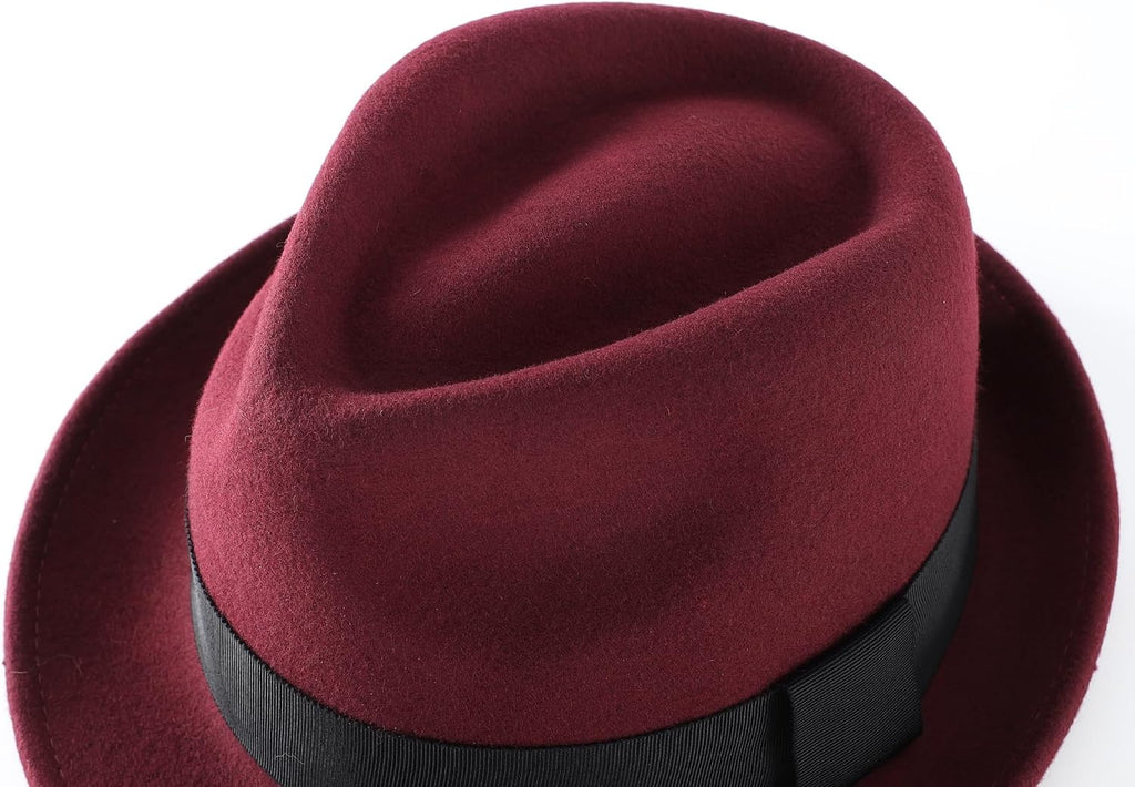 Home Prefer Men's Wool Felt Winter Hat Short Brim Fedora Hat