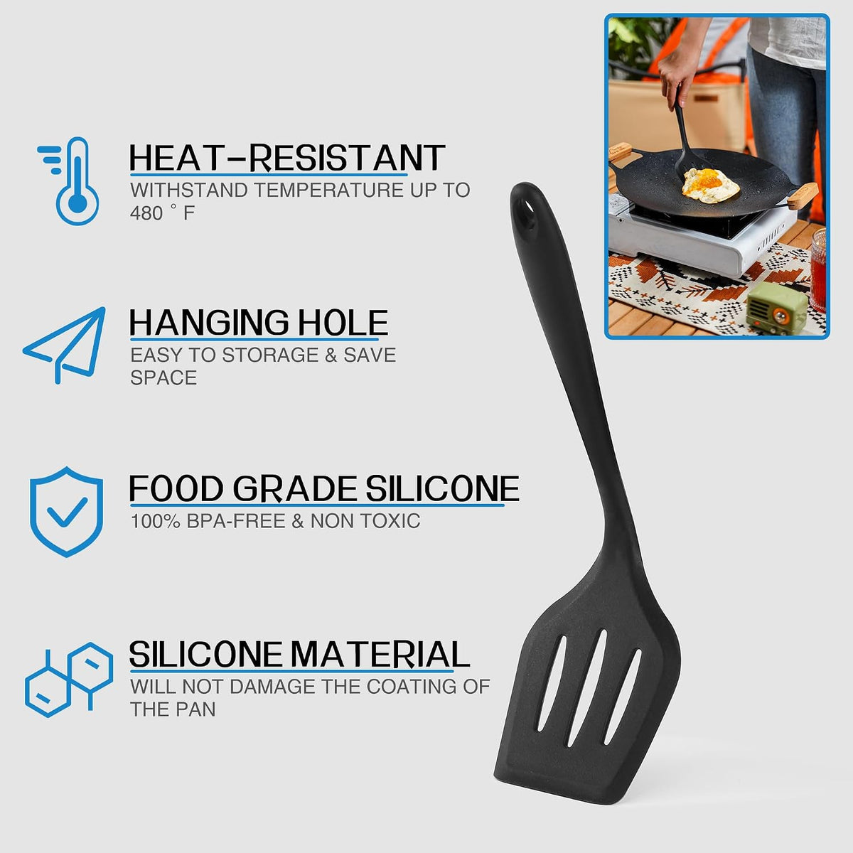 Wesqunie Silicone Cooking Utensils Set, Cookware Set for Outdoor Camping