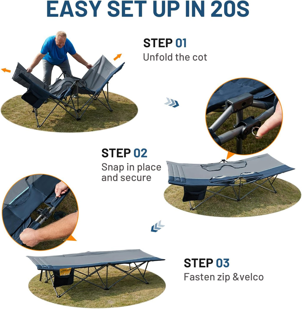 Timber Ridge 31.8" W Extra Wide Heavy Duty Camping Cot for Adult, Easy Set Up Oversized Sleeping Cot with Carry Bag for Camping, Travel and Outdoors, Support up to 450lbs