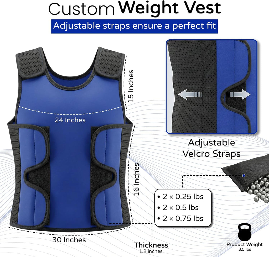 Weighted Vest for kids with Adjustable Weights, Compression Vest for Kids & Toddlers, Removable Metal Beads, Breathable Mesh and 6 Pockets