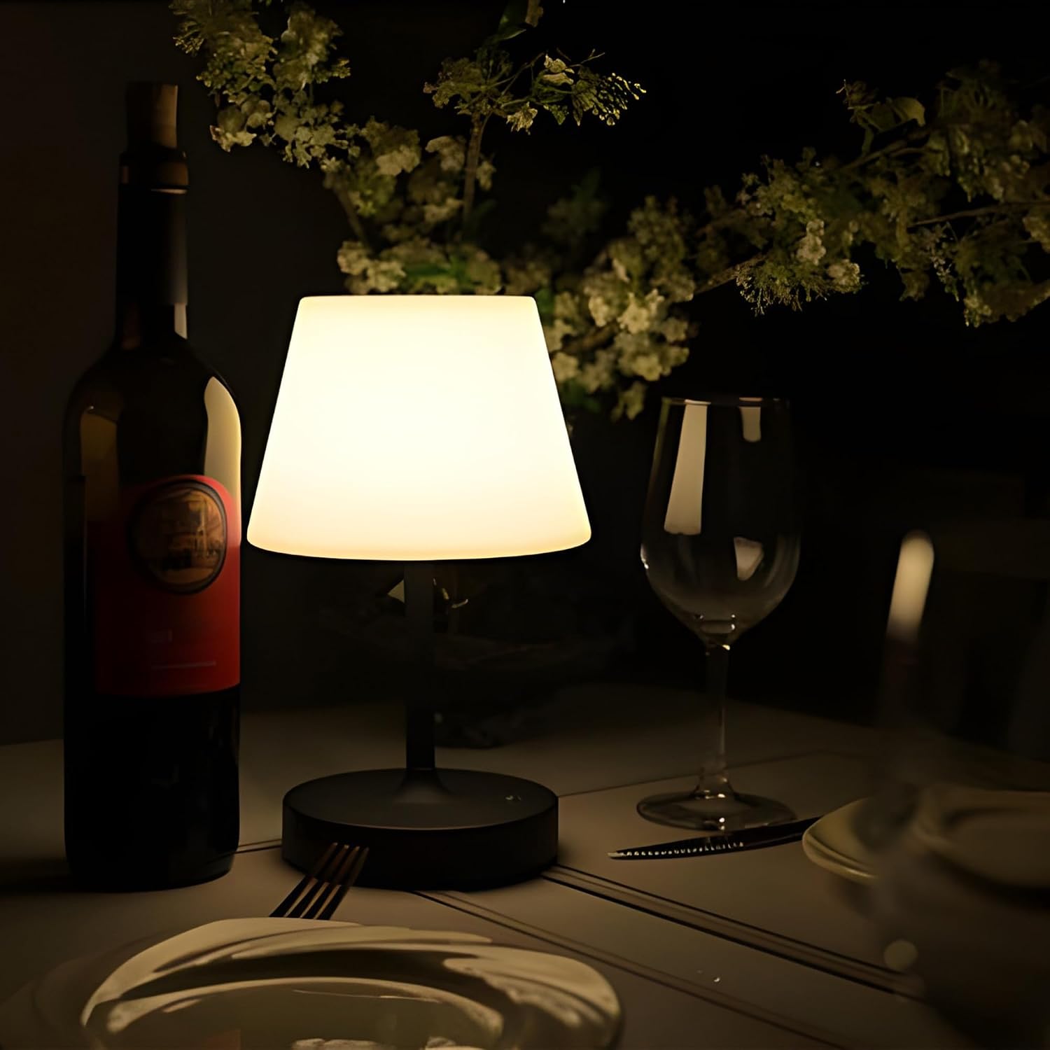 Modo LED Cordless USB-C Re-Chargeable Desk Lamp, 5200mAh Battery Operated with 3 Color Temperature 2700K-3000K-3500K and Fingertip Touch On/Off Plus Dimming in Black with White PC Shade