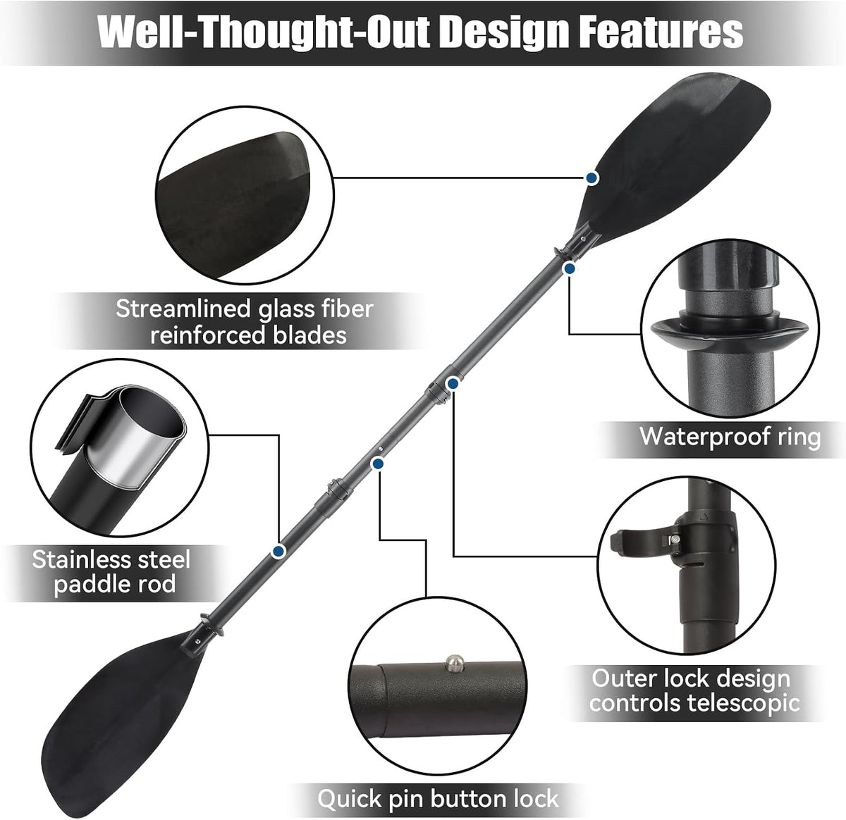 Kayak Paddle for Adults,60 to 90in Paddle Board Paddles Telescopic