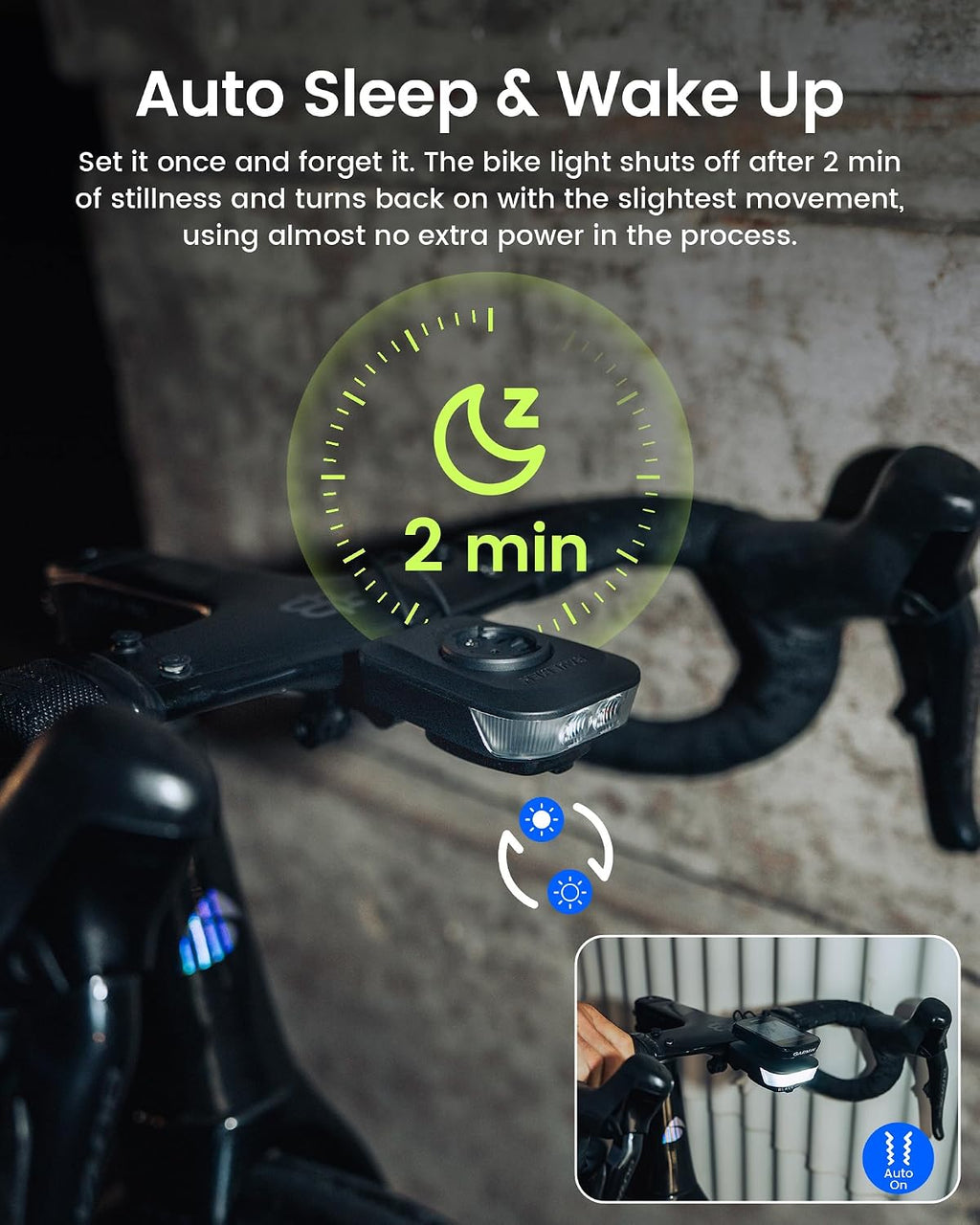 RAVEMEN FR1100 SE/FR500 Bike Headlight Compatible with Garmin/Wahoo Computers, 270° Wide-Angled Bicycle Front Light for Night Urban Riding & Daytime Warning, Auto On and Off, 6 Modes