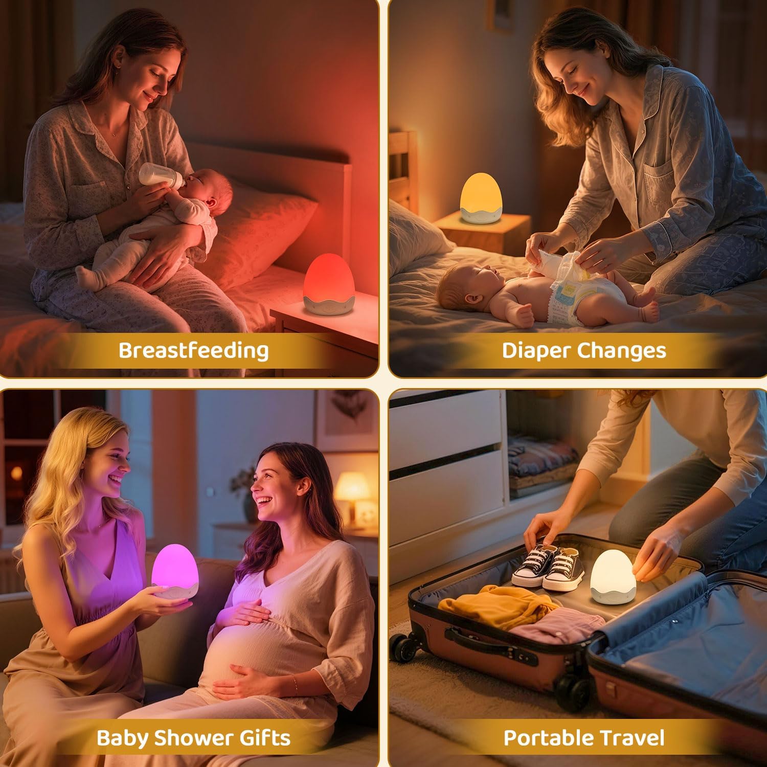 COOLNIGHT Egg Light for Nursery,10 Colors&Stepless Dimming Baby Night Light