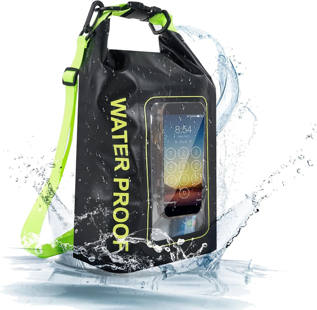 IP68 Waterproof Dry Bag,5L Roll Top Pool Bag,Large Waterproof Phone Pouch,for Boating Kayaking Camping (Black 5L)