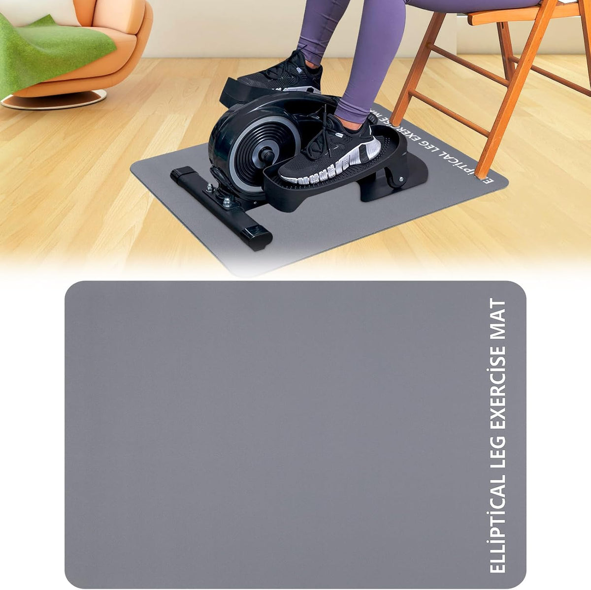 TOBWOLF Non-Slip Workout Mat for Ellipse Leg Exerciser, Ellipse Machine Mat, Exercise Mat for Under Desk Ellipticals, Suitable for Electric Seated Foot Pedal Exerciser, Stability & Floor Protection