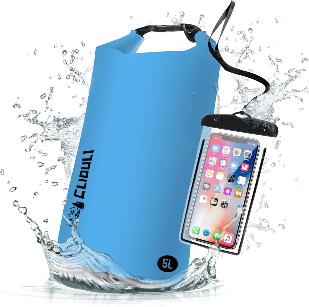 2L Waterproof Dry Bag, Roll Top Blue Backpack for Kayaking Boating Fishing