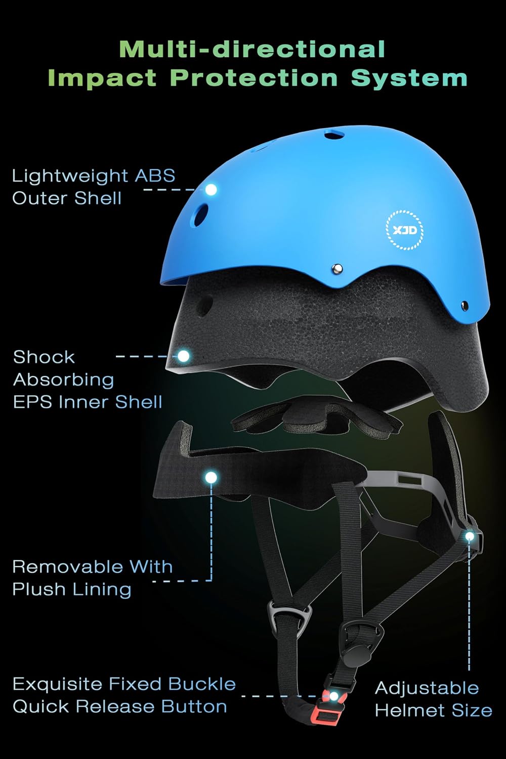 XJD Kids Bike Helmet,Multi-Sport Protective Gear Set for 3-5-8-14 Years Boys Girls with Knee and Elbow Pads Wrist Guards fit Roller Skates,Cycling,Skateboarding,Christmas Birthday Gifts for Kids