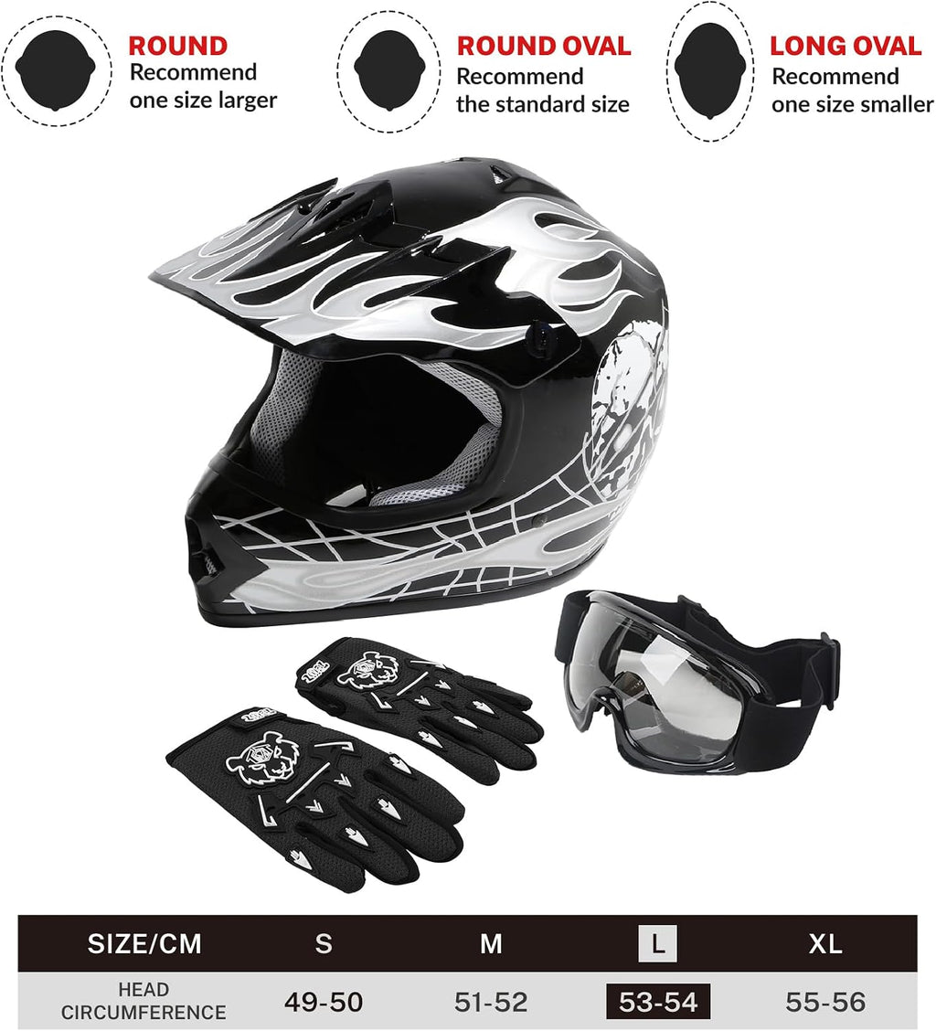 SLMOTO DOT Youth Kids Motocross Helmet Set Fit for Motorcycle Dirt Bike ATV