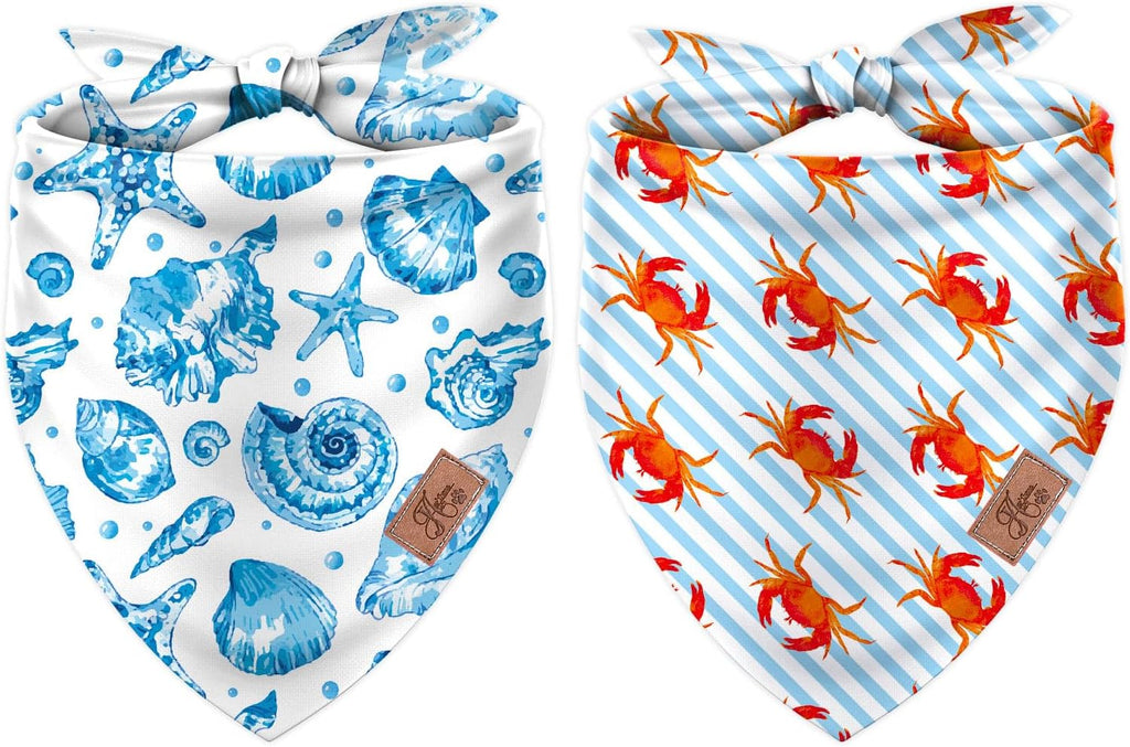 JarThenaAMCS 2Pcs Sea Dog Bandana Summer Ocean Animal Triangle Pet Scarf Double-Sided Adjustable Pet Neckerchief for Hawaiian Beach Party Decor Small Medium Large Cat Dog Costume Accessories