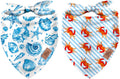 JarThenaAMCS 2Pcs Sea Dog Bandana Summer Ocean Animal Triangle Pet Scarf Double-Sided Adjustable Pet Neckerchief for Hawaiian Beach Party Decor Small Medium Large Cat Dog Costume Accessories