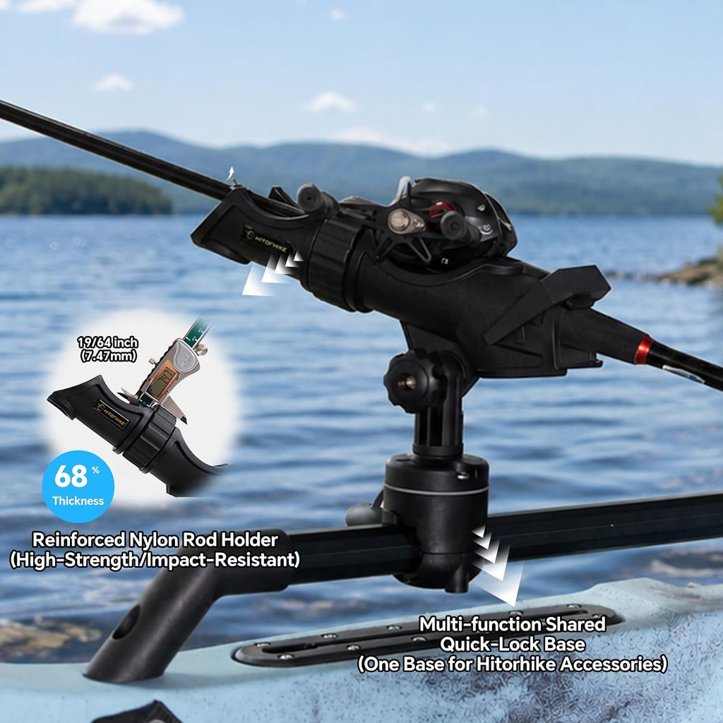 HITORHIKE Hobie H-Rail Fishing Rod Holder for Boat and Kayak, Compatible with Kayak Fishing Accessories