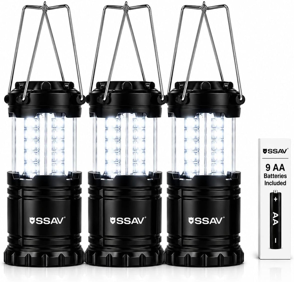 SSAV Battery Powered LED Lanterns (Batteries Included) (3 Pack)