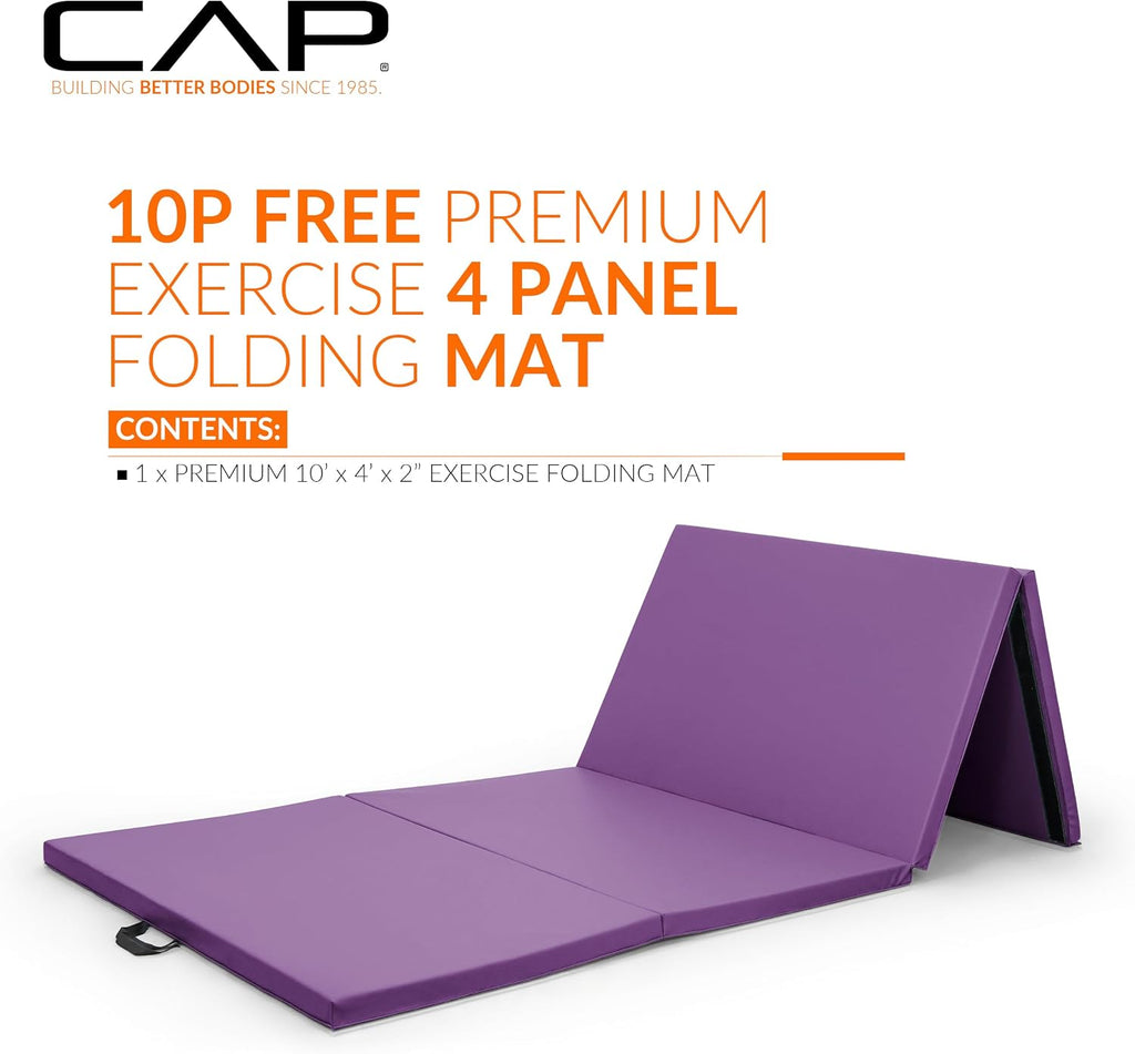 CAP Barbell All Purpose Folding Anti Tear Exercise Training Aerobic Fitness Gym & Gymnastics Balance Mat | 10' x 4' Multiple Colors and Thickness Options