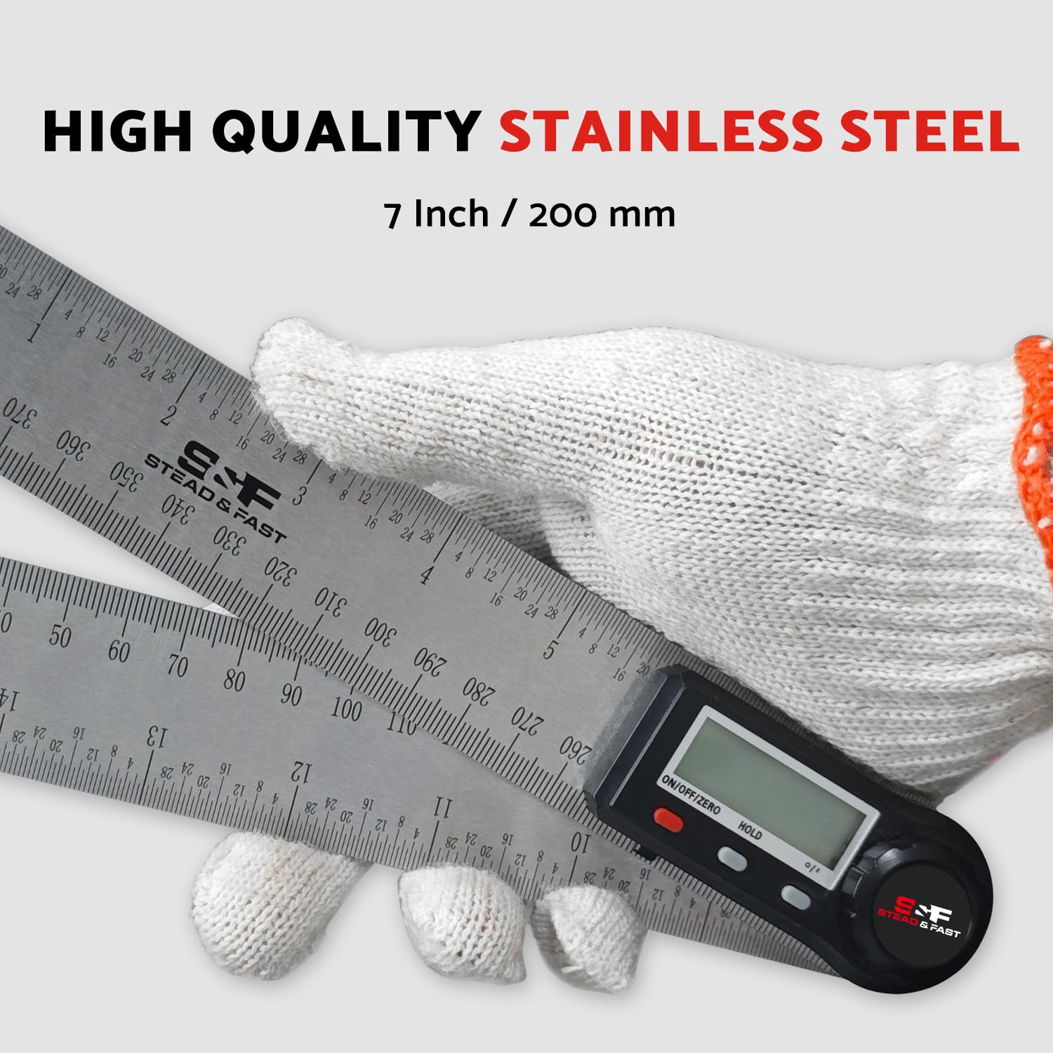 S&F STEAD & FAST Digital Angle Finder Tool with Case, 7 Inch / 200 mm