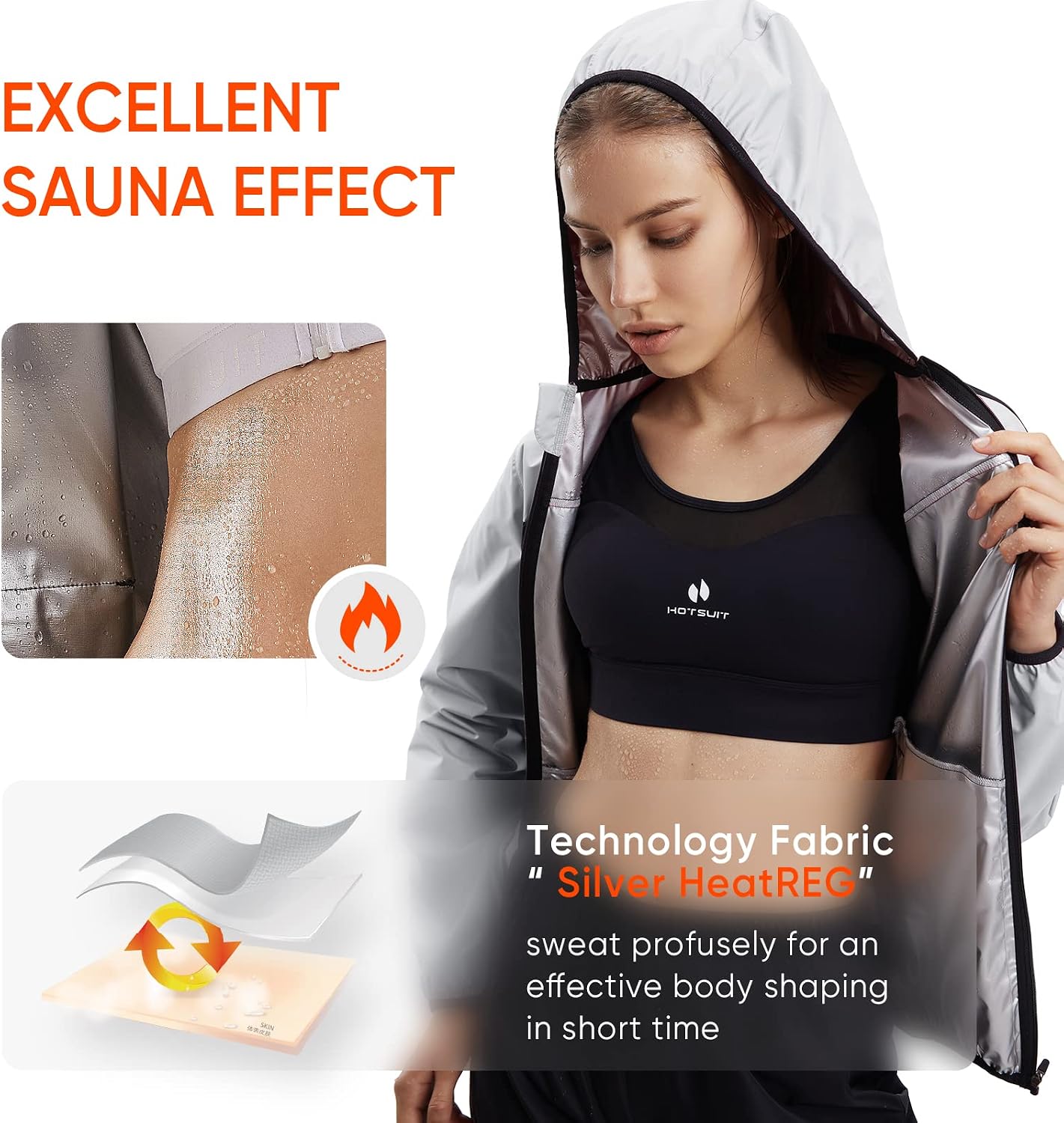 HOTSUIT Sauna Suit for Women Weight Loss Sweat Suits Sauna Jacket Pant Machine Washable Anti Rip for Gym Workout Exercise