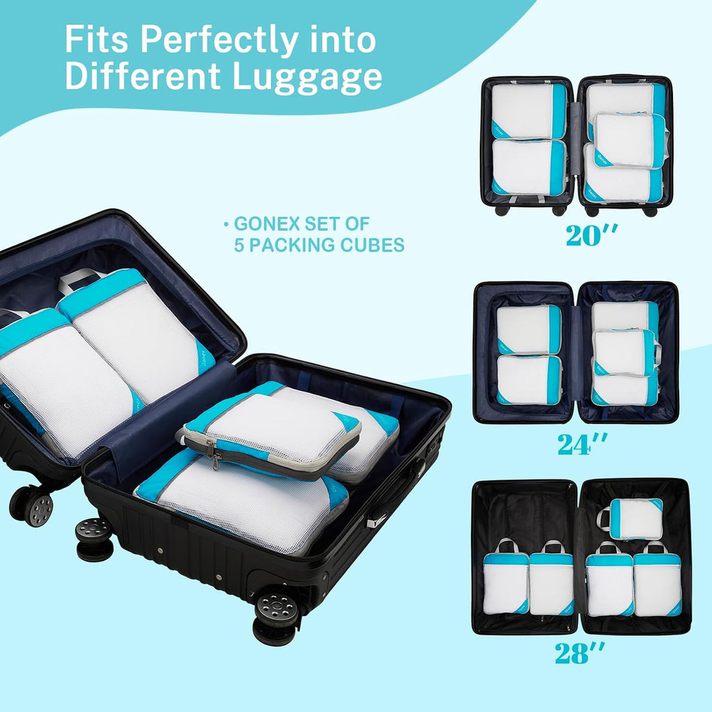 Gonex Compression Packing Cubes for Travel, Mesh Bags Luggage Organizers