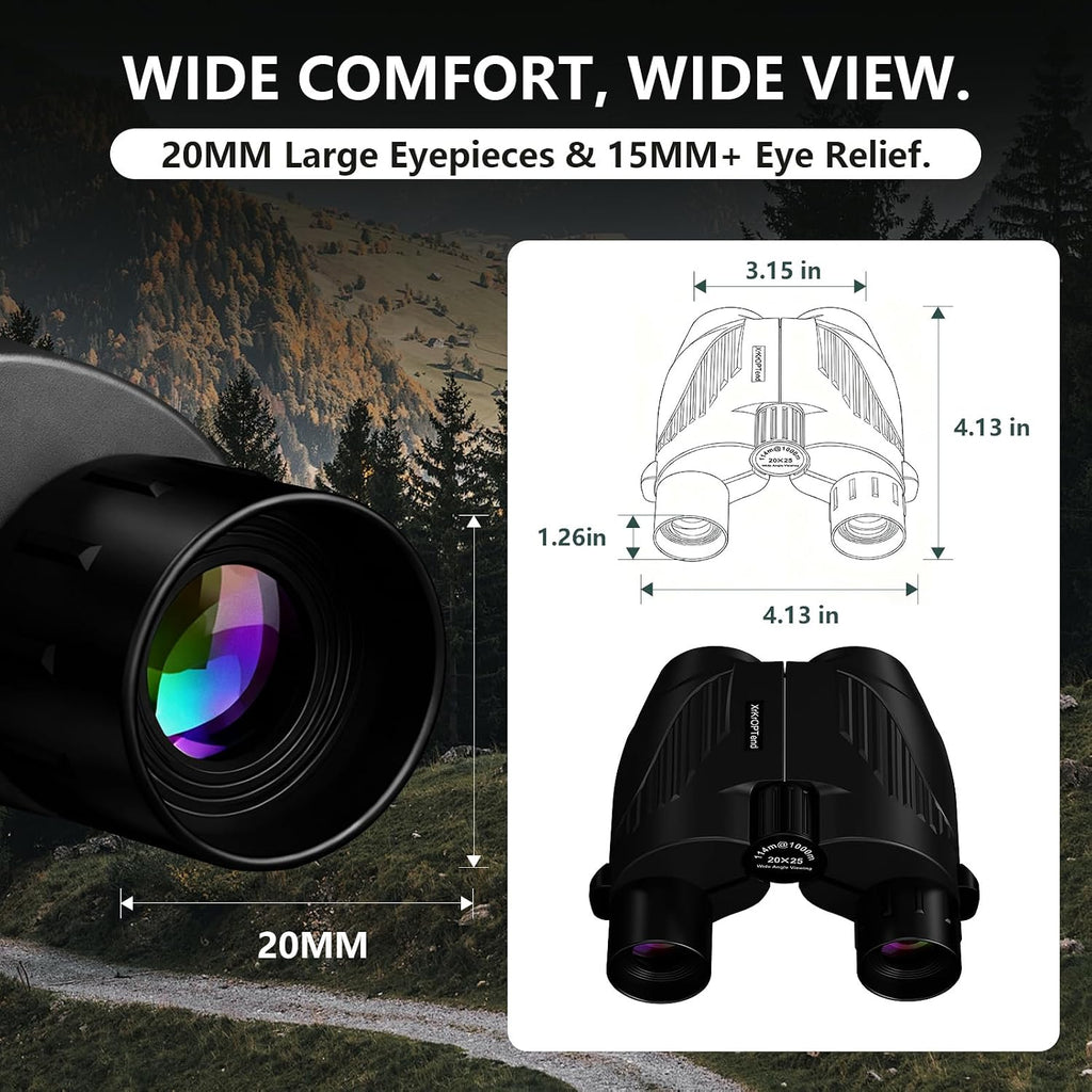 20x25 Compact Binoculars with Strap for Kids and Adults, Sharp Clear, Mini Low Weight Binoculars for Bird Watching,Hiking Outdoor, Cruise Ship,Concert