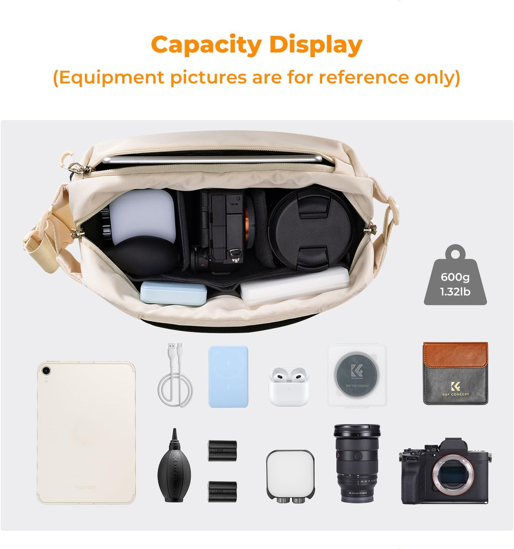 K&F CONCEPT 2 in 1 Camera Sling Bag, Everyday Shoulder Bag