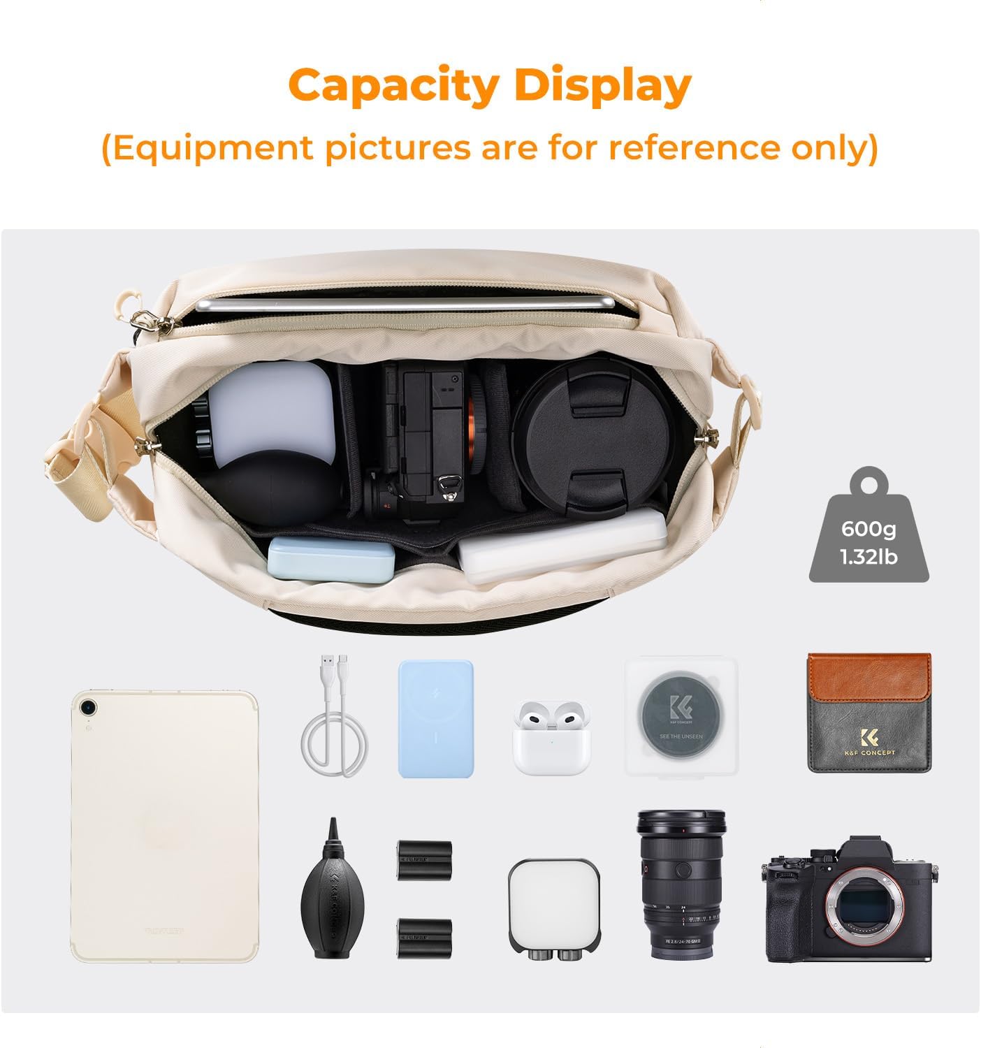 K&F CONCEPT 2 in 1 Camera Sling Bag, Everyday Shoulder Bag