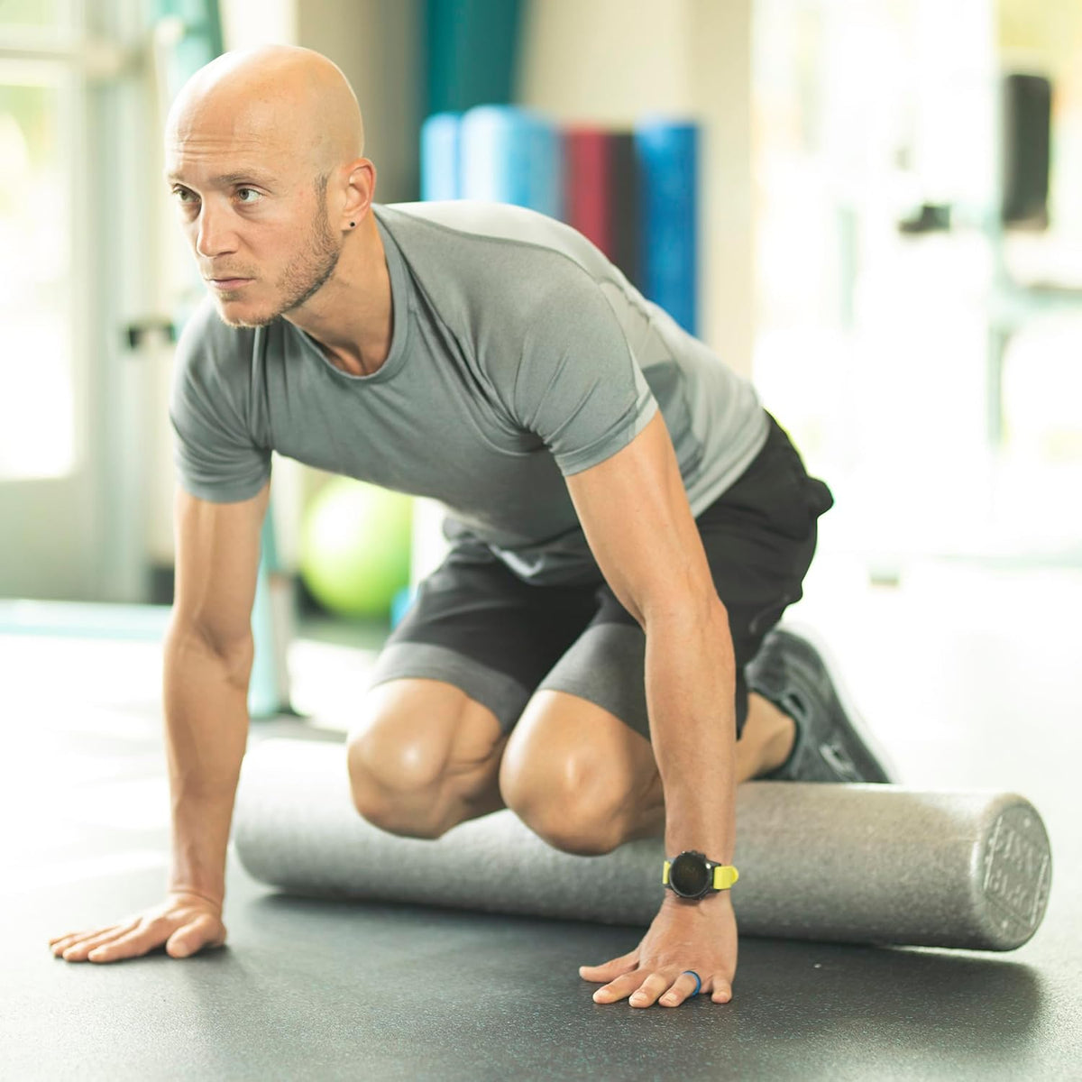 OPTP Silver AXIS Moderately Firm Foam Roller – Round, Silver, 36" x 6"