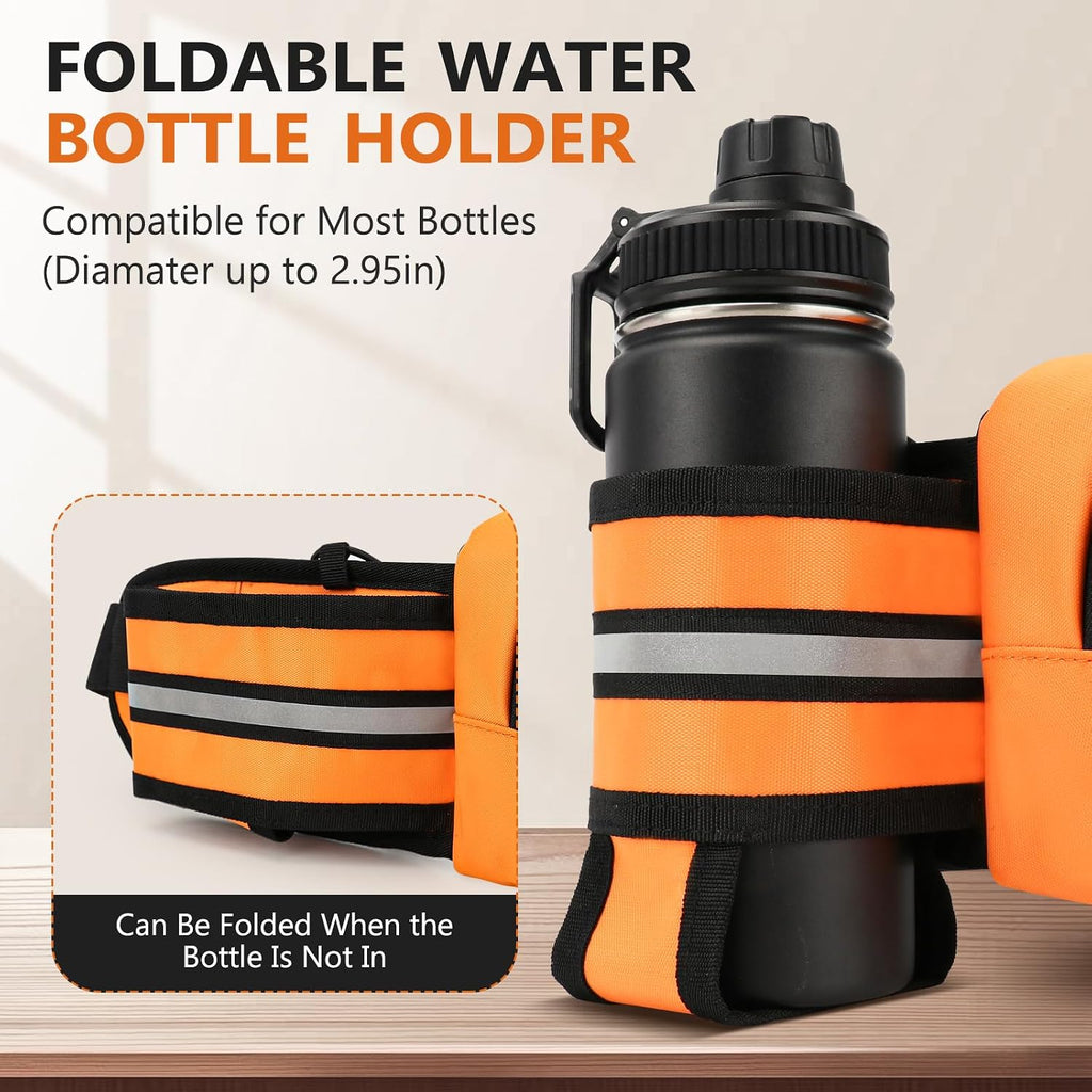 Fanny Pack for Men Women Waist Bag with Water Bottle Holder for Hiking, Travel,Dog Walking, Workout (Orange)